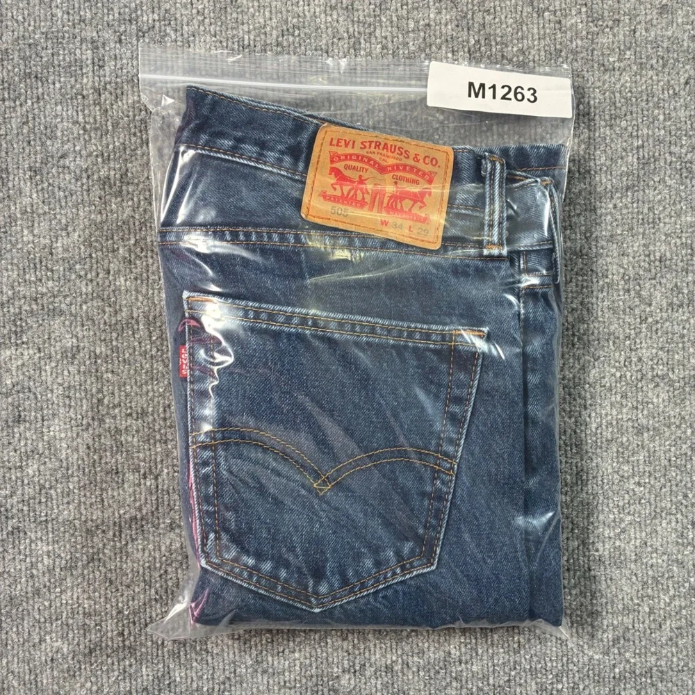 Levi's 505 Regular Fit Jeans Mens 34x29 Blue Straight Leg Denim Classic Zip Fly